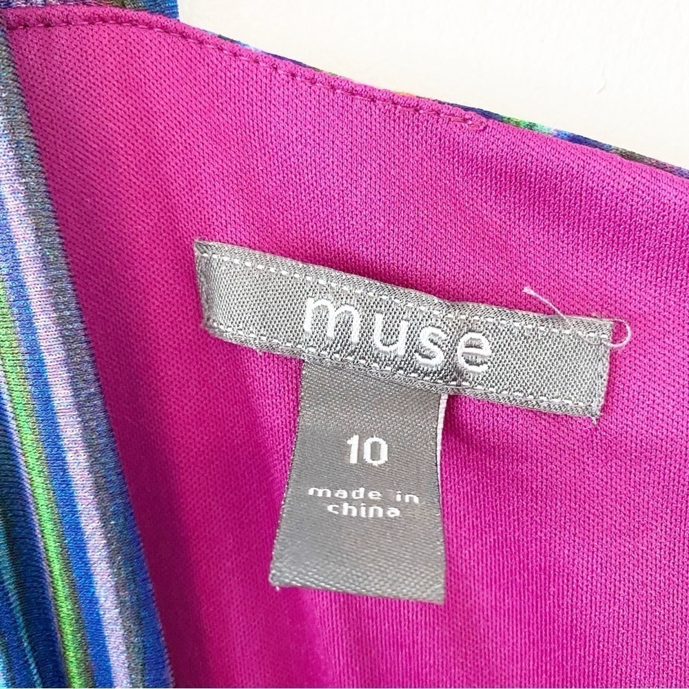 MUSE Striped Jersey Halter Maxi Dress Colorful Rainbow Artsy - Picture 8 of 9